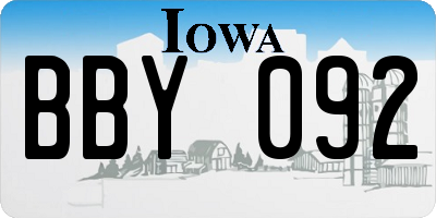 IA license plate BBY092