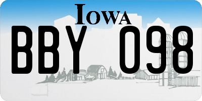 IA license plate BBY098