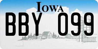IA license plate BBY099