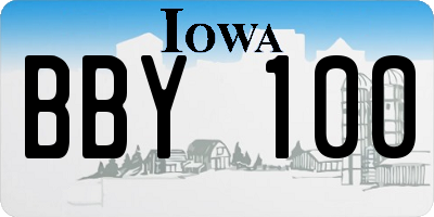 IA license plate BBY100