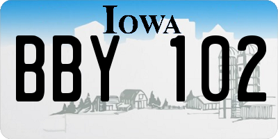 IA license plate BBY102