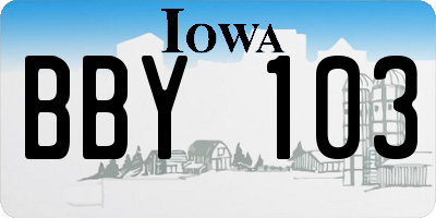 IA license plate BBY103