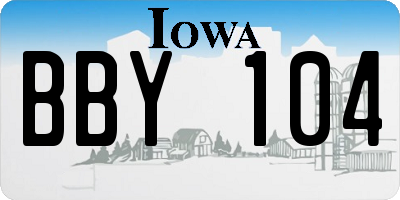 IA license plate BBY104