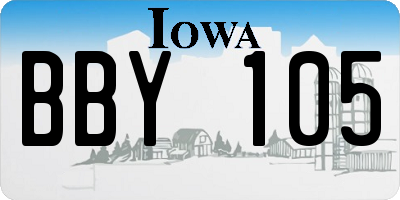IA license plate BBY105