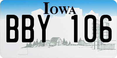 IA license plate BBY106