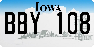 IA license plate BBY108