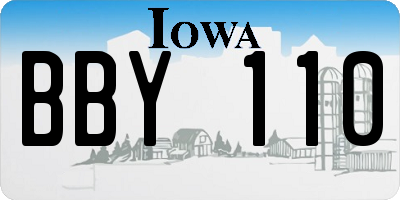 IA license plate BBY110