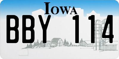 IA license plate BBY114