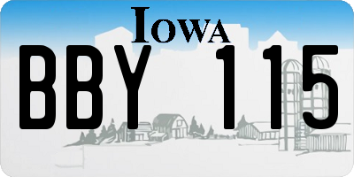 IA license plate BBY115