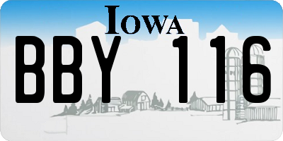 IA license plate BBY116
