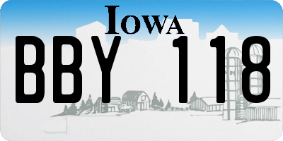 IA license plate BBY118