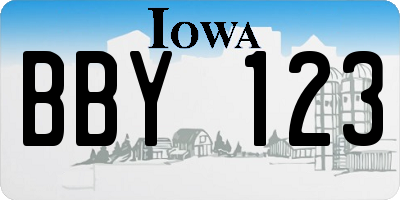 IA license plate BBY123