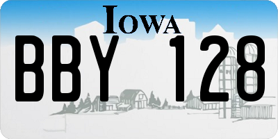 IA license plate BBY128