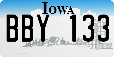 IA license plate BBY133