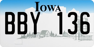 IA license plate BBY136