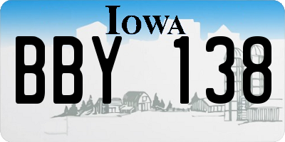 IA license plate BBY138