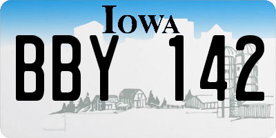 IA license plate BBY142