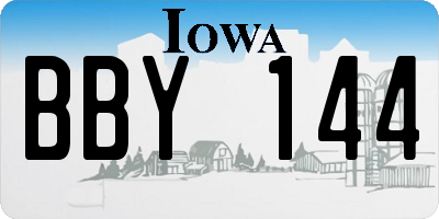 IA license plate BBY144