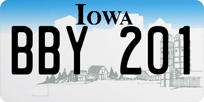 IA license plate BBY201
