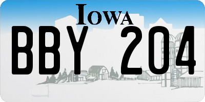 IA license plate BBY204