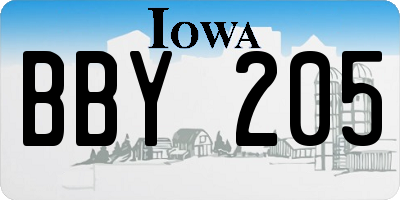 IA license plate BBY205
