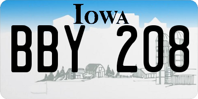IA license plate BBY208