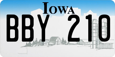 IA license plate BBY210