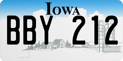 IA license plate BBY212