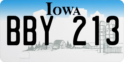 IA license plate BBY213