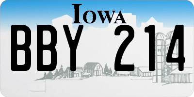 IA license plate BBY214