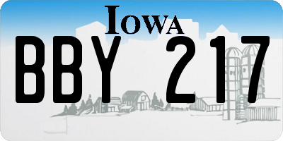 IA license plate BBY217