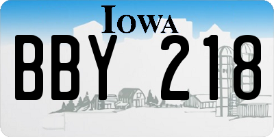 IA license plate BBY218