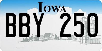 IA license plate BBY250