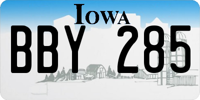 IA license plate BBY285