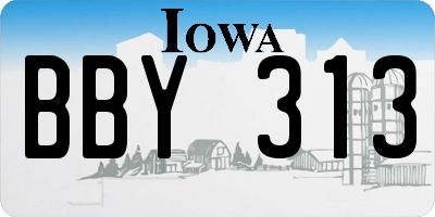IA license plate BBY313