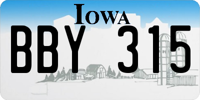 IA license plate BBY315