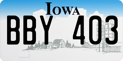IA license plate BBY403