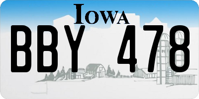 IA license plate BBY478