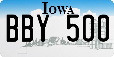 IA license plate BBY500
