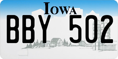 IA license plate BBY502
