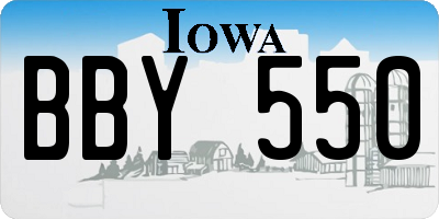 IA license plate BBY550