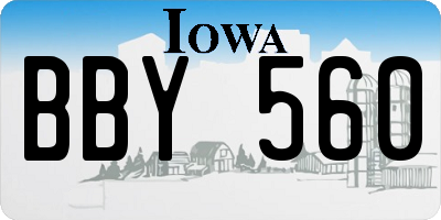 IA license plate BBY560