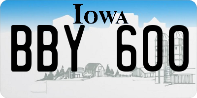 IA license plate BBY600