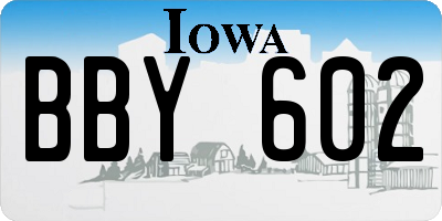 IA license plate BBY602