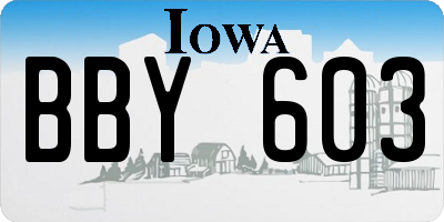 IA license plate BBY603