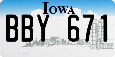 IA license plate BBY671
