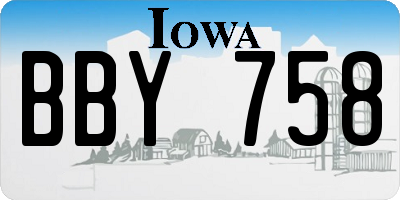 IA license plate BBY758