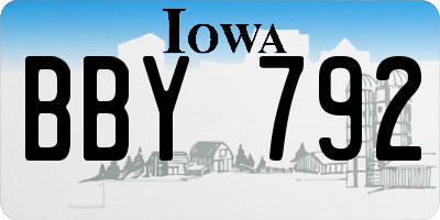 IA license plate BBY792