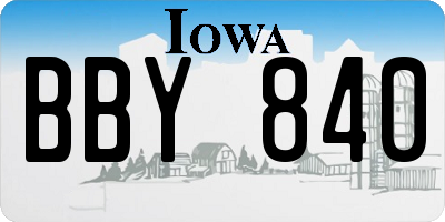 IA license plate BBY840
