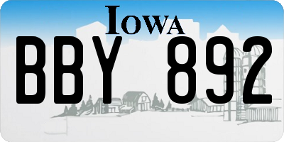 IA license plate BBY892